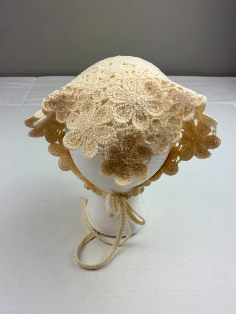 Cream Floral Crochet Bandana Headscarf Bohemian Festival Summer OSFA